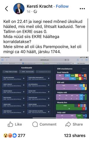 Kuvatõmmis Krachti postitusest