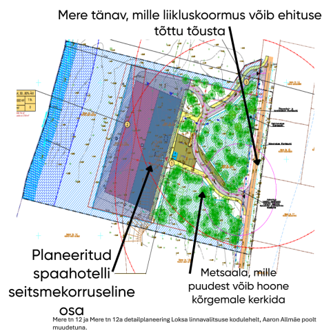 Mere tn 12 ja Mere tn 12a detailplaneering Loksa linnavalitsuse kodulehelt, Aaron Allmäe poolt muudetuna. 